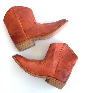 Miz Mooz Carlito Western Ankle Boots — Orange Sz 11